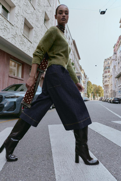 ZARA ТРИКОТАЖНЫЙ ДЖЕМПЕР С ВОРСИСТОЙ ТЕКСТУРОЙ, ХАКИ