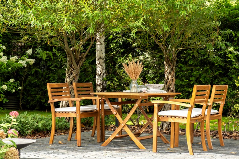 Обеденный комплект из акации Joygarden КАРО, слоновая кость