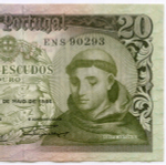 Банкнота Португалия 20 эскудо 1964 год ENS 90293. VF-XF
