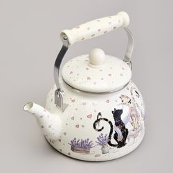 ЧАЙНИК AGNESS ЭМАЛИРОВАННЫЙ СЕРИЯ "LAVENDER CATS", 2,6 Л