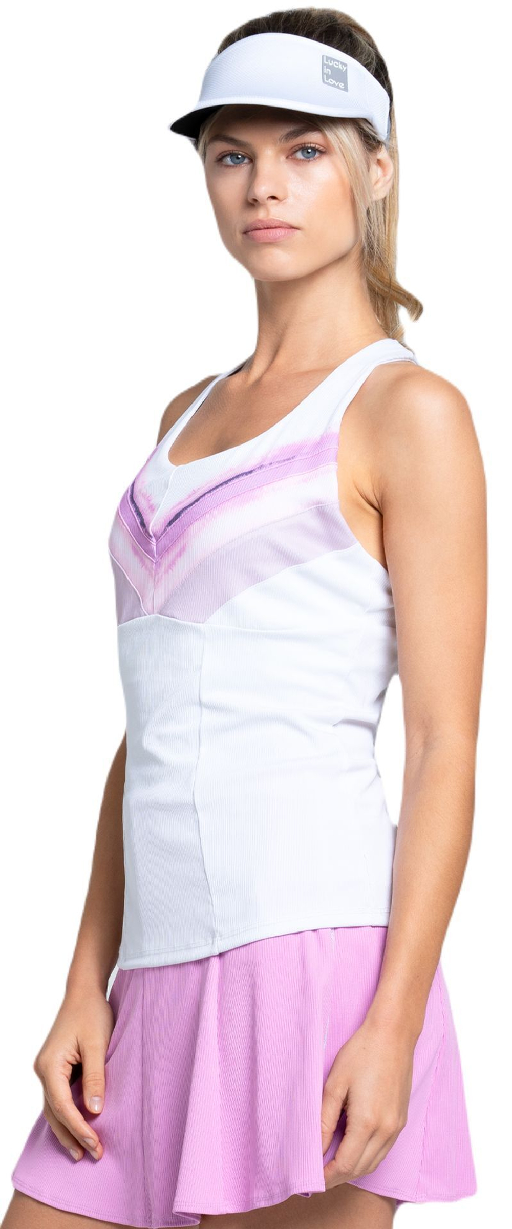 Женский топ теннисный Lucky in Love Mystic Petal Pink Racerback - белый