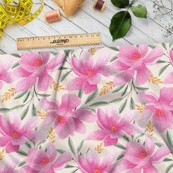 Ткань кулирная гладь лотос букет