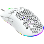 CANYON Puncher GM-11, Gaming Mouse with 7 programmable buttons, Pixart 3519 optical sensor, 4 levels of DPI and up to 4200, 5 million times key life, 1.65m Ultraweave cable, UPE feet and colorful RGB lights, White, size:128.5x67x37.5mm, 105g