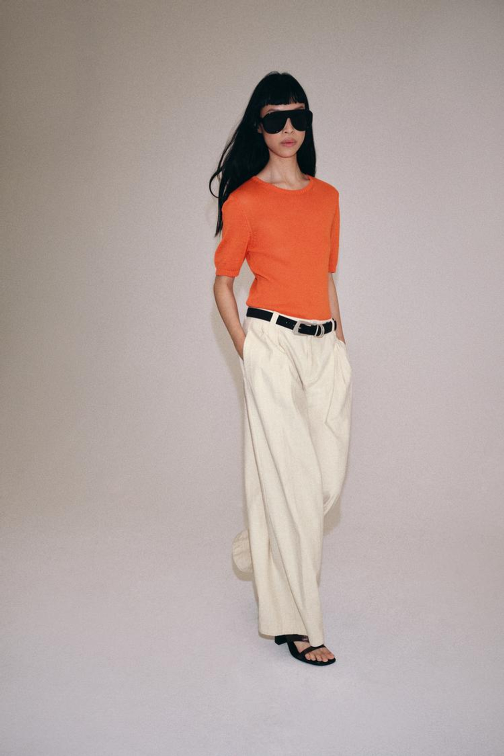 ZARA БРЮКИ ОВЕРСАЙЗ — ZW COLLECTION, ЭКРЮ