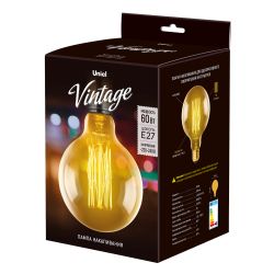 IL-V-G125-60-GOLDEN-E27 VW01 Лампа накаливания Vintage. Форма шар. Форма нити VW. Картон. ТМ Uniel