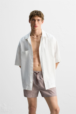 ZARA ПЛАВКИ SEERSUCKER, ГРАНАТОВЫЙ