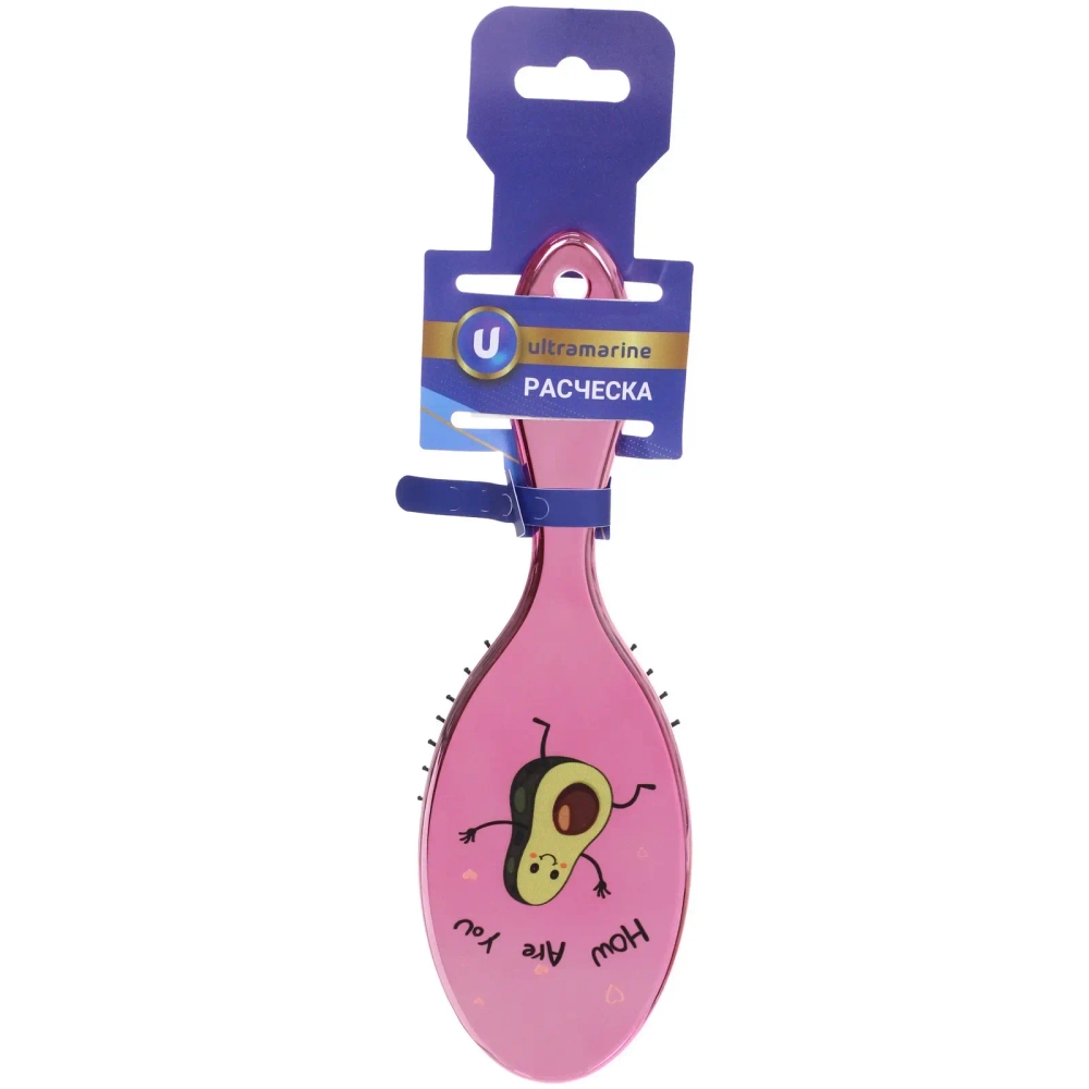 Расческа массажная зеркальная «Animals», авокадики, микс 4 цвета, 7*22 см (блистер Ultramarine)●