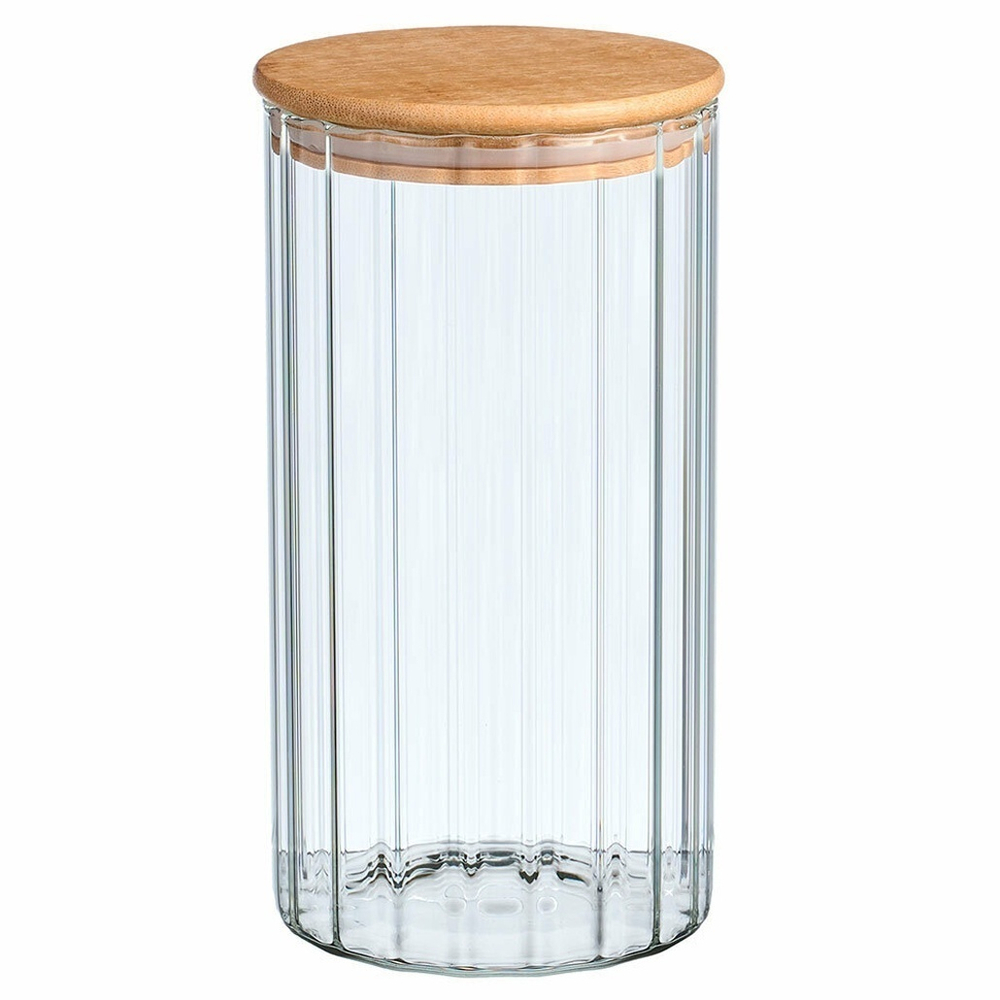 Банка для сыпучих продуктов 1200мл "Vertical" с бамбуковой крышкой