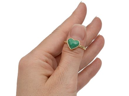 Кольцо "Сердце" 10,5мм с малахитом (уценка)