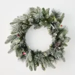 Рождественский венок заснеженный с гирляндой «Froid» (Литая +пвх) 60 см