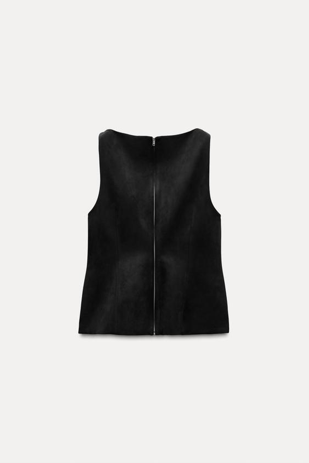 ZARA ТОП ИЗ ИСКУССТВЕННОЙ ЗАМШИ, ЧЕРНЫЙ