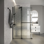 Душевая перегородка Niagara Nova NG-671-90BLACK (90х200) черный матовый,раздвижная,стекло прозрачное,1 место