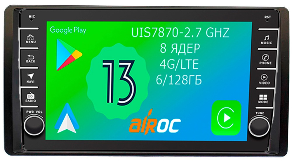 Магнитола для УАЗ Патриот, Пикап 2016-2023+ - Airoc AB-3912 (кнопки и крутилки), Android 13, TS20, 6/128Гб, SIM-слот, CarPlay
