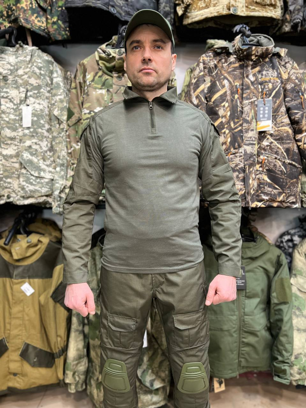 Тактический костюм с защитой G2 Олива — с наколенниками и налокотниками