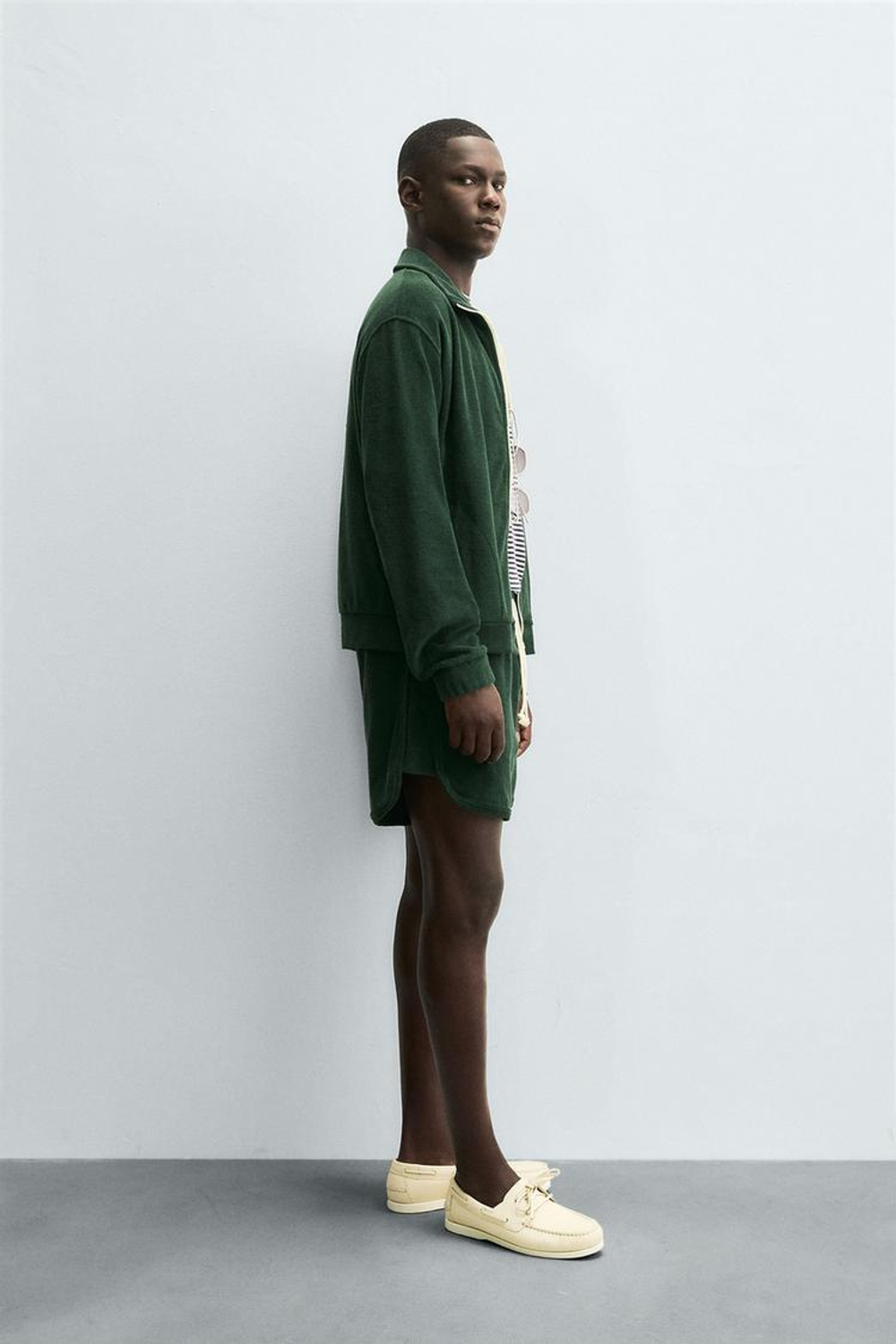 ZARA ТОЛСТОВКА МАХРОВАЯ НА МОЛНИИ, БУТЫЛОЧНО-ЗЕЛЕНЫЙ