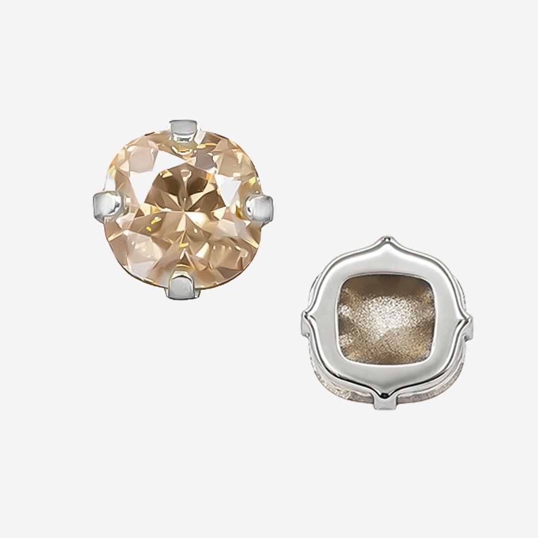 Кристалл Кушон (Сushion) в цапах, оттенок "Светло-золотистый Кристалл"/"Light Golden Crystal", 9,2мм, родирование