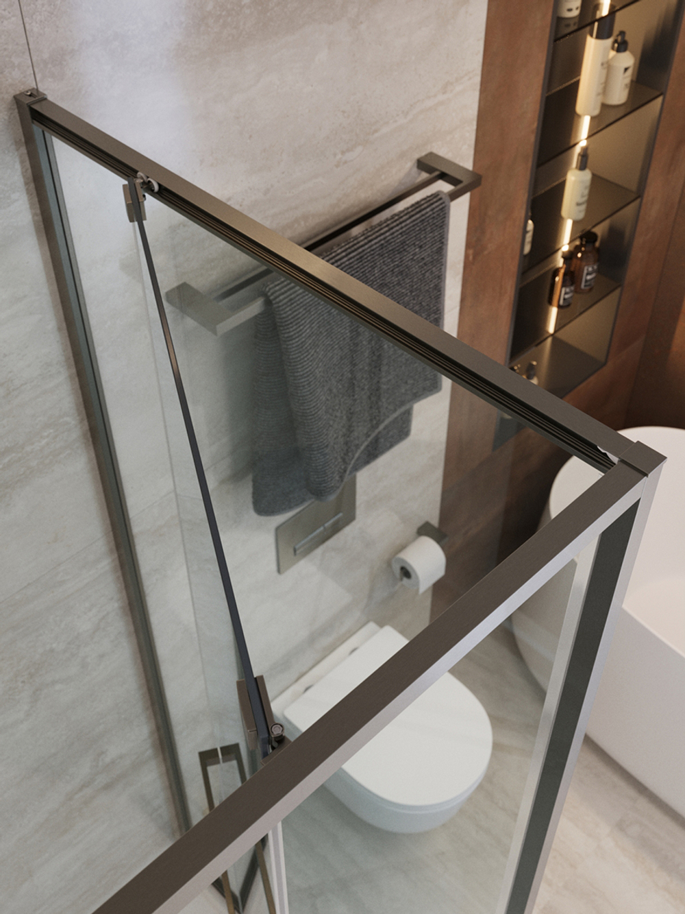 Душевой уголок Cezares LUX-AH-FS-11-100/80-C-GM, 100х80х195, профиль оружейная сталь, стекло прозрачное