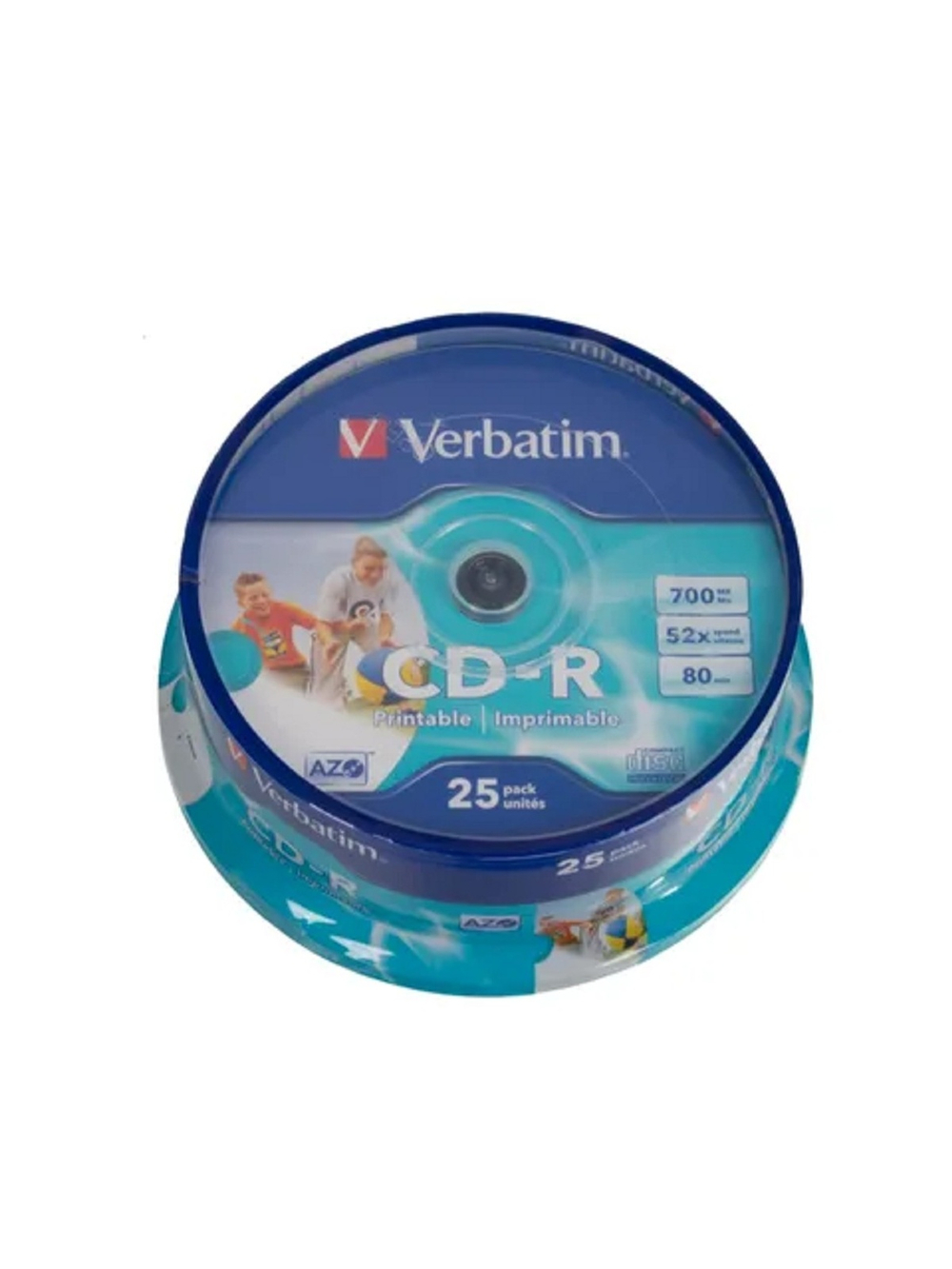 Verbatim  Диски CD-R 25 шт.   Printable InkJet, 52-x 700Mb, Cake Box (43439)