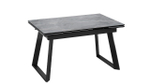 Стол кухонный обеденный раздвижной Черный муар/Керамика матовая серый мрамор 140(200)х85х77 см
