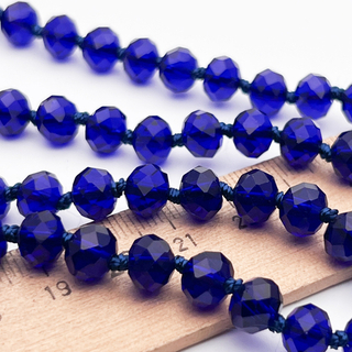 Бусины рондель с огранкой, стекло, цвет ультрамарин, размер около 6,3*7,8 мм, цена за 29-30 шт (1/2 нити)