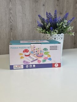 Развивающая головоломка для детей геоборд деревянный