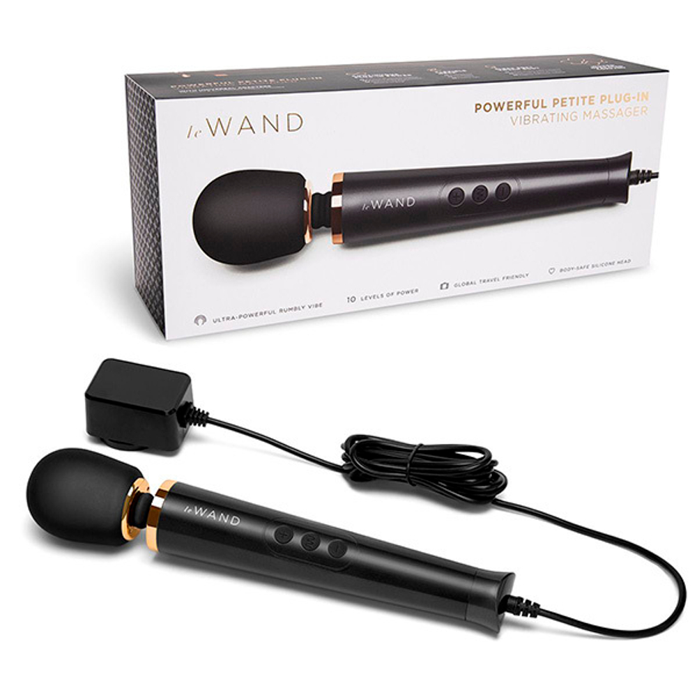 Черный проводной вибратор 25см Le Wand Petite Vibrating Massager LW-050-BLK