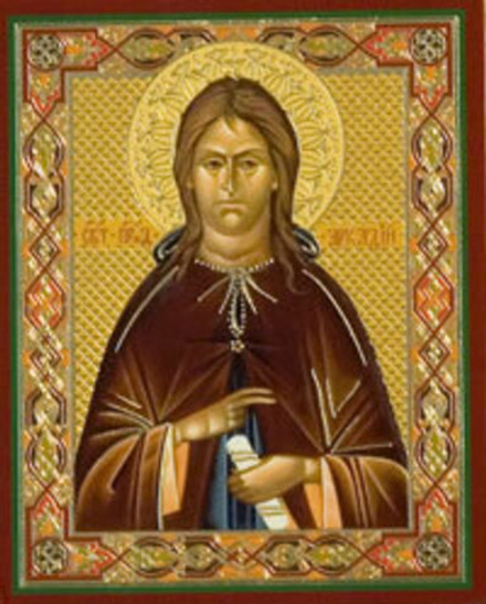 Икона на деревянной основе Аркадий прп. 8х6 с тиснением золотой фольгой, в упаковке (Ермей)