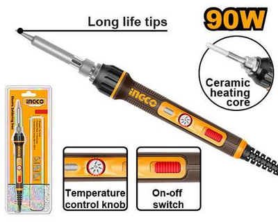 Паяльник электрический прямое конусное жало 90Вт INGCO SI01608 INDUSTRIAL