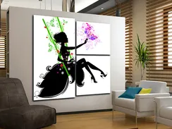 Модульная картина "Силуэт девушки на качелях"