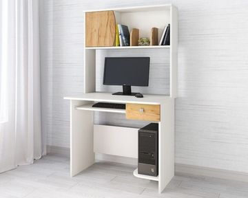 Стол письменный ГРЕТА-4 белый / дуб крафт золотой