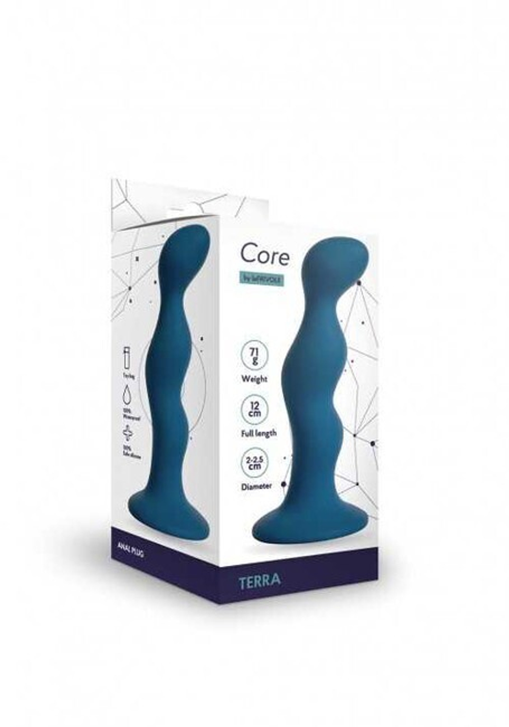 Анальная пробка с волнистым профилем Terra (Цвет: кобальт)