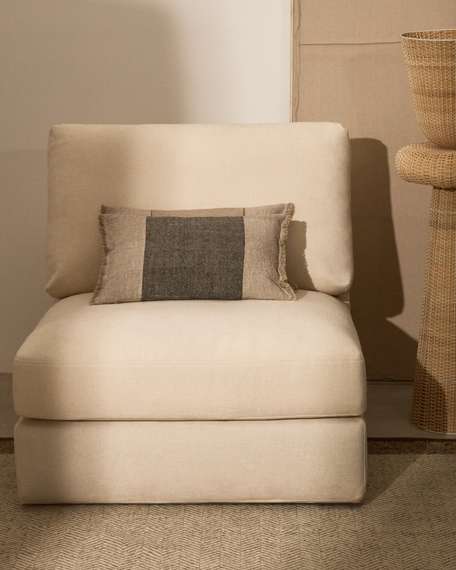 Чехол для подушки Lorin из льна зелёного цвета с бахромой 30 x 50 см