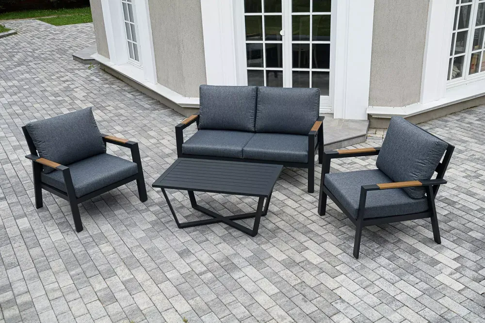 "Орхидея" лаунж-зона 4-местная из алюминия, цвет темно-серый