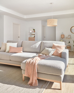 Mihaela 3-местный диван с правым шезлонгом из серого микробукле 264 см