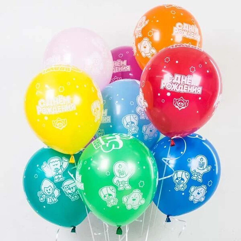 Воздушный Шар "Brawl Stars, С Днем Рождения", Ассорти, пастель, 30 см