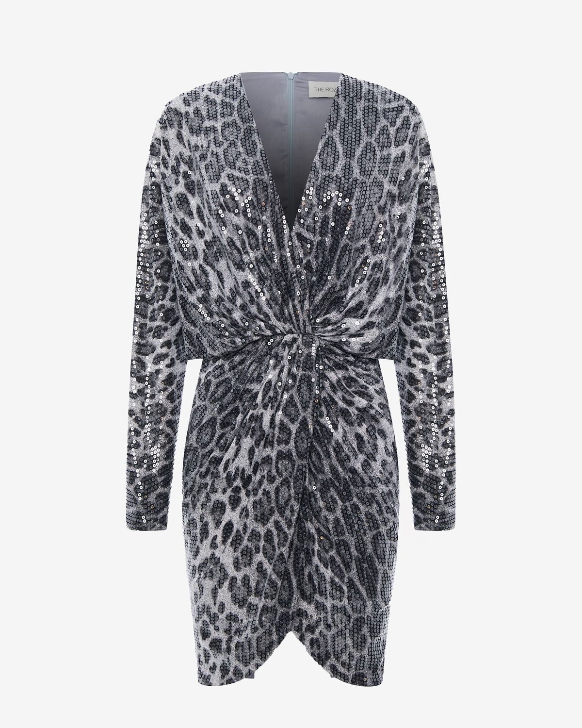 Платье миди из пайеток с леопардовым принтом