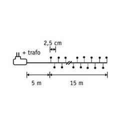 Светодиодная нить Капли 600 белых ламп, 15 м., 24В, серебряный провод, LUCA (84912)