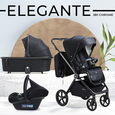 Детская коляска Sweet Baby Elegante 3 в 1 Chrome Black