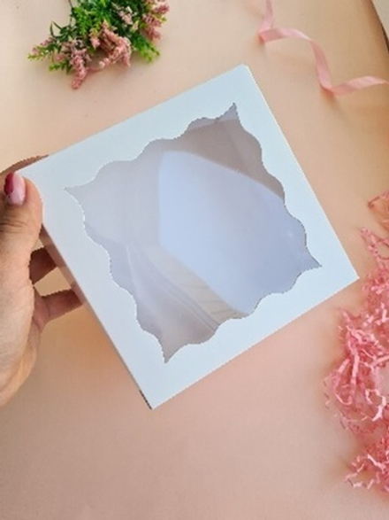 Коробка для зефира с окном белая Эконом 16х16х7 см