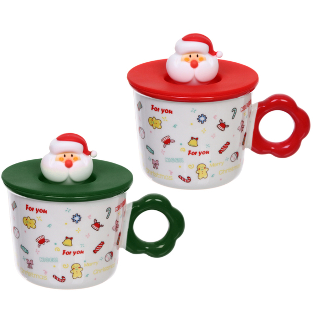 Кружка керамическая 350мл «Санта» с крышкой