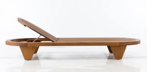 Шезлонг Spain, массив ироко, голубой матрас