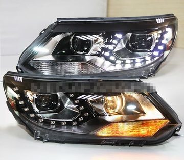 Передние фары VW Тигуан 2011-2016 V9 type [ТИГУАН 1 - рестайлинг; Комплект Л+П; яркие ходовые огни; светодиодные; биксеноновая линза]