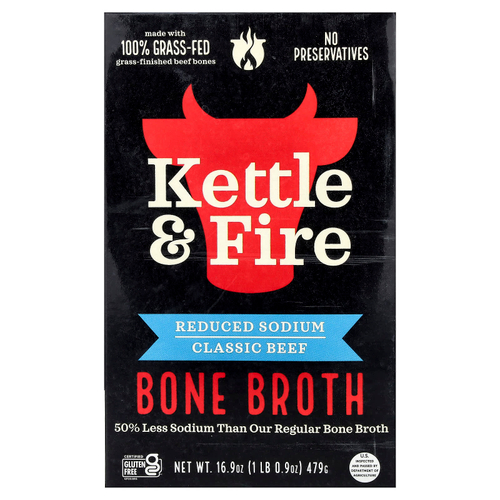 Kettle & Fire, Bone Broth, классическая говядина, с пониженным содержанием натрия, 479 г (16,9 унции)