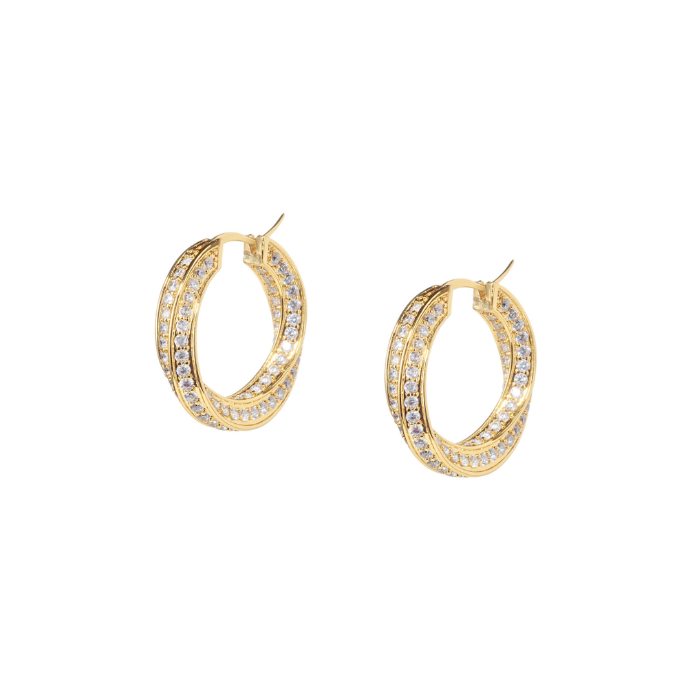 Серьги-золотая спираль, камни в асс.