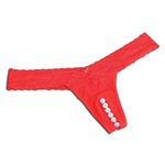 Красные ажурные стринги с разрезом и жемчужной нитью, ML (44-46) (Цвет: красный)