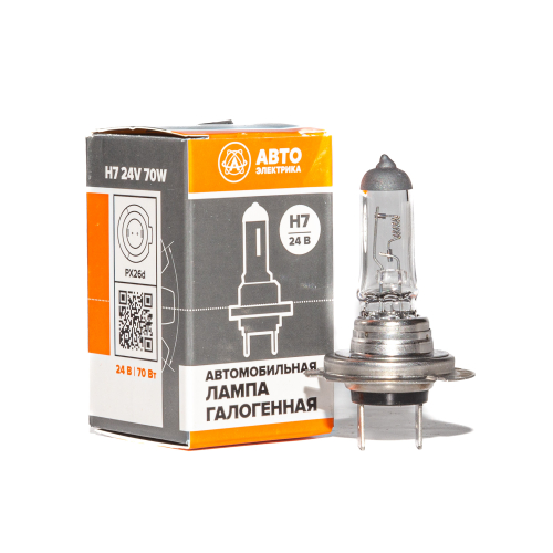 Автолампа галогенная H7, 24 В, 70 Вт, PX26D