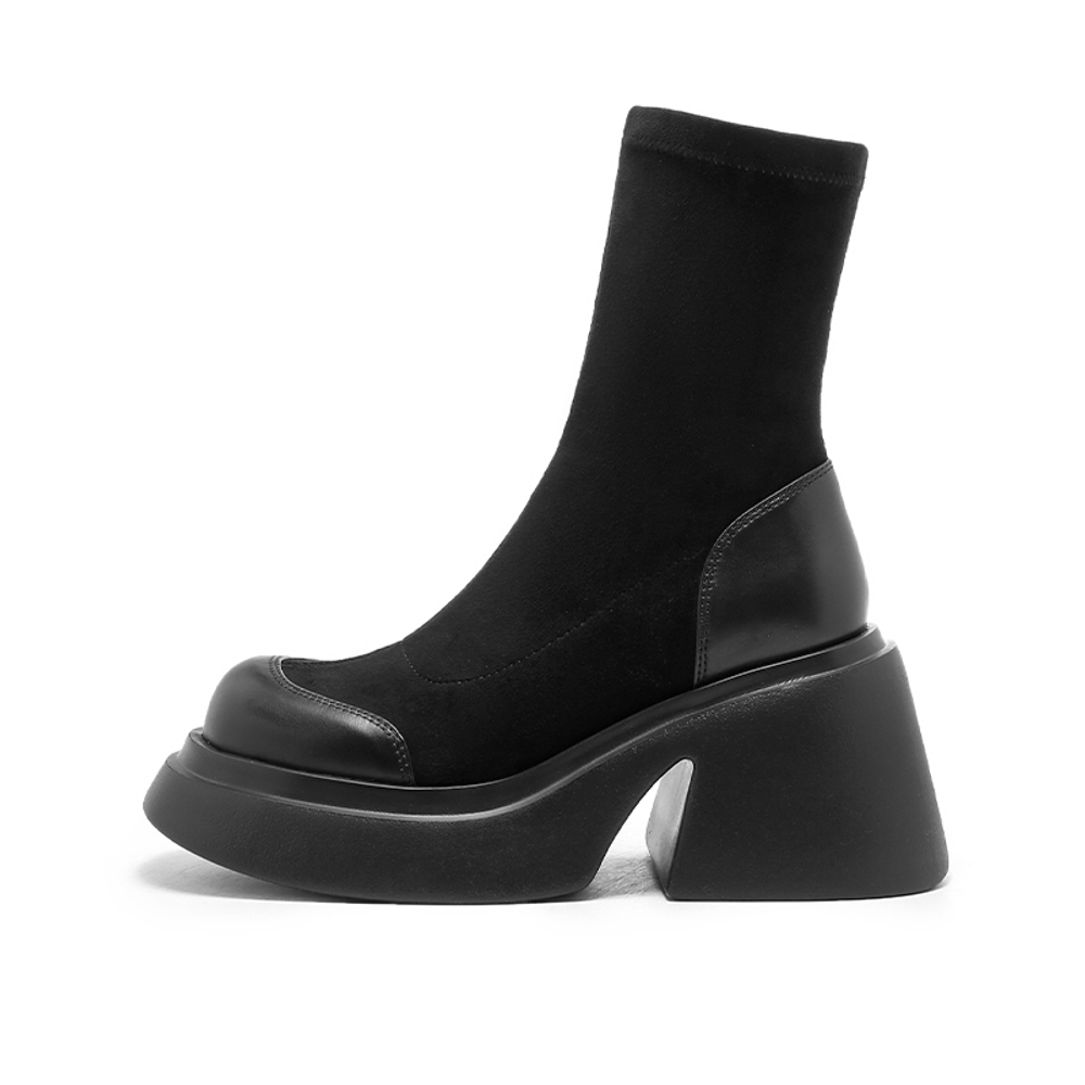 FANNAISHI PU Ankle Boots 7cm Women"s Black