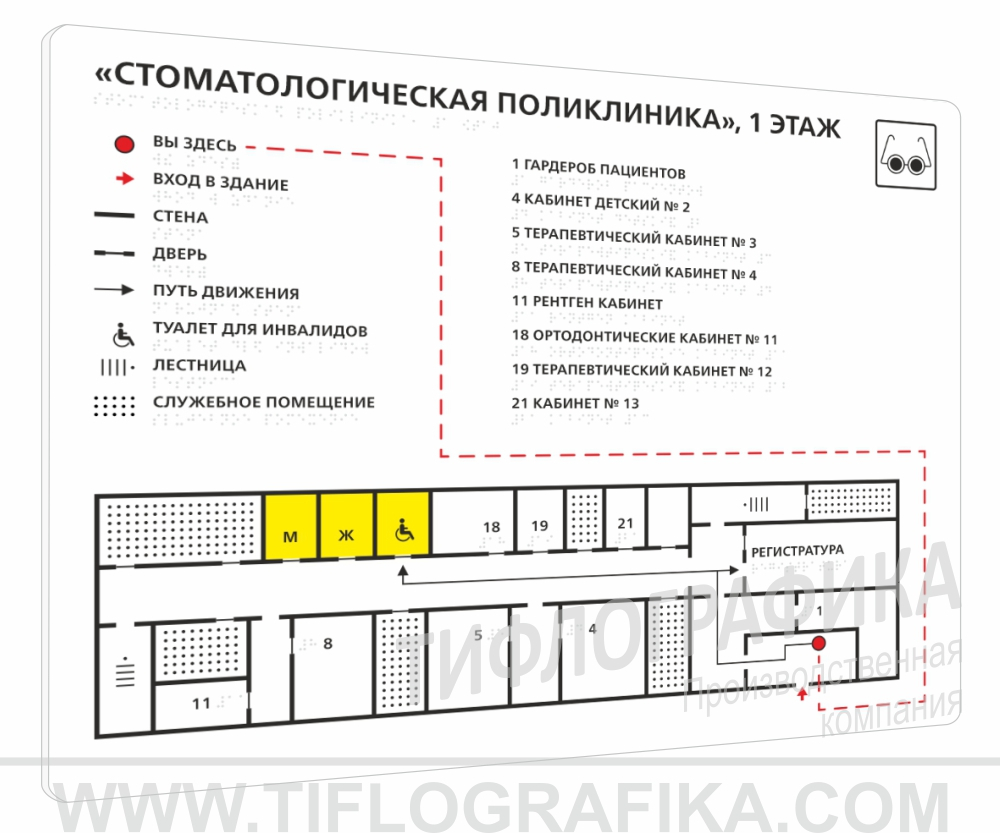 470х610 мм (ПВХ 3 мм) Тактильная мнемосхема ГОСТ, полноцветная