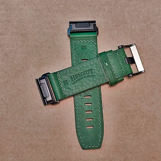Ремешок 26 мм. Hemsut для Garmin натуральная кожа (Зеленый)