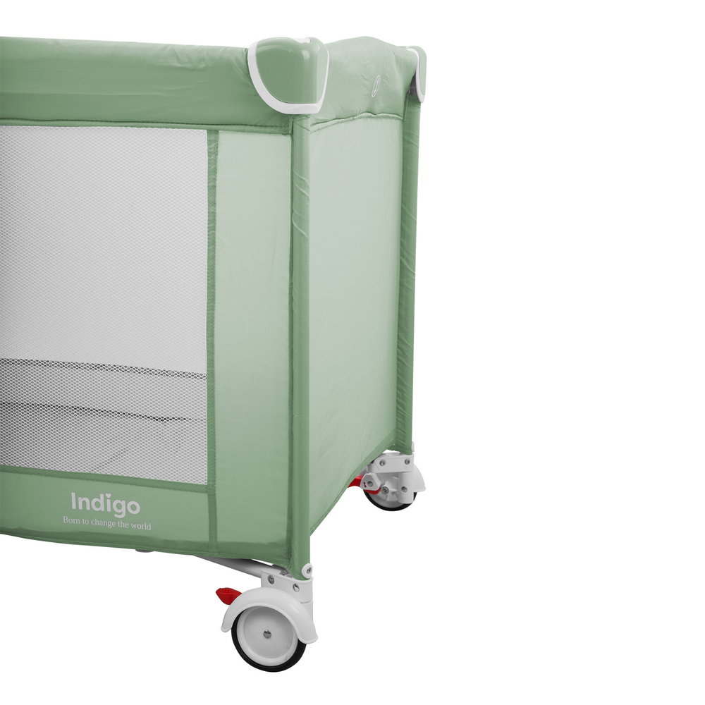 Манеж-кровать "Summer", 2 уровня, москитка, 2 кольца, (Indigo) (бежевый)